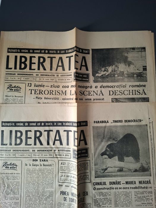Mineriada - Ziar Libertatea 13 si 14 iunie 1990