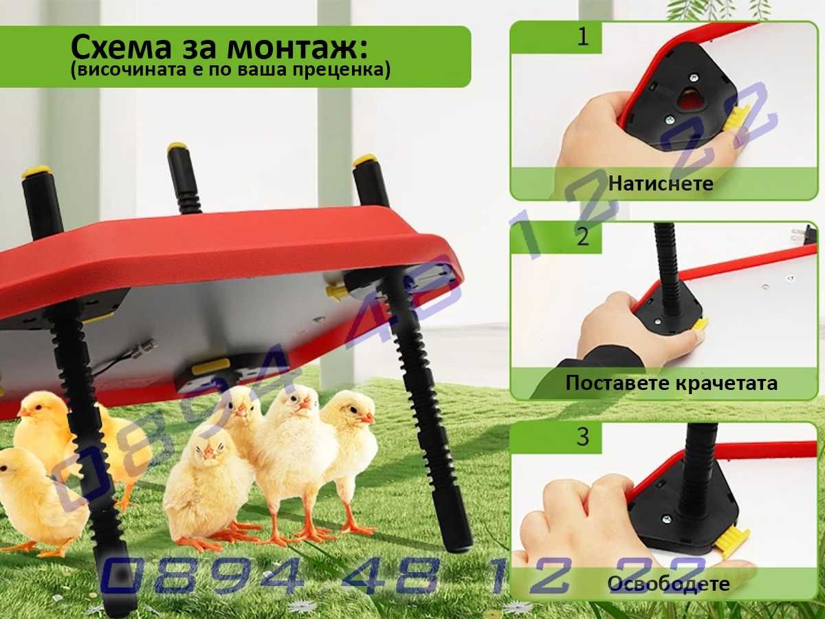 Автоматичен нагревател отглеждане пилета LED контрол 50 пилета топли