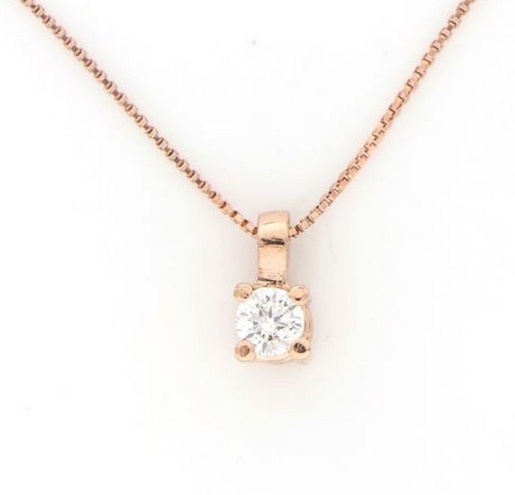 Colier aur roz, 18kt, diamant natural.Nou,certificat, Black Gold Italy