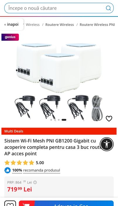 Sistem router Wi-Fi Mesh PNI GB1200 Gigabit 3 buc