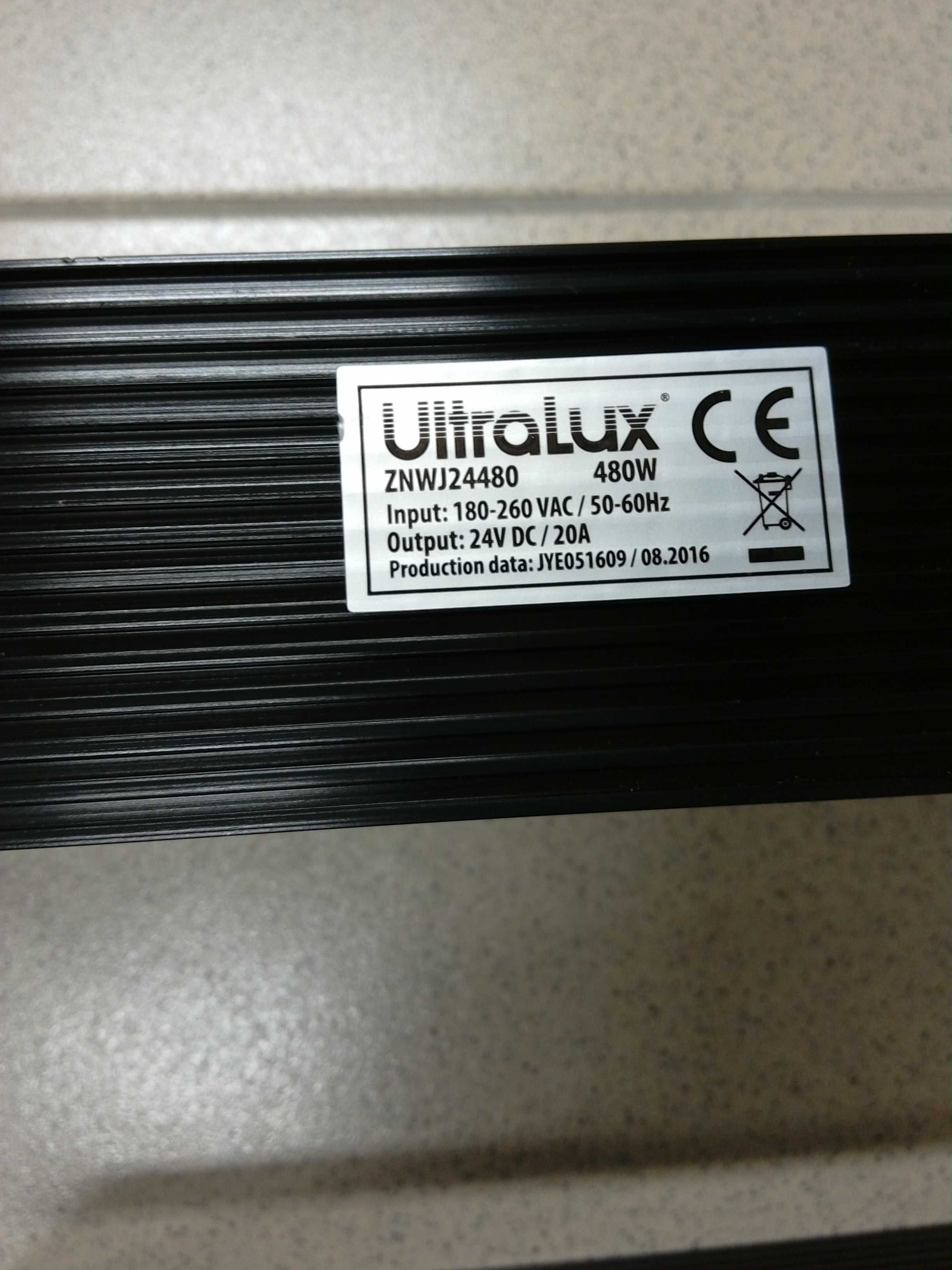 LED захранване 24V/480W ULTRALUX ZNWJ24480 480W, 220V/24VDC, 20A