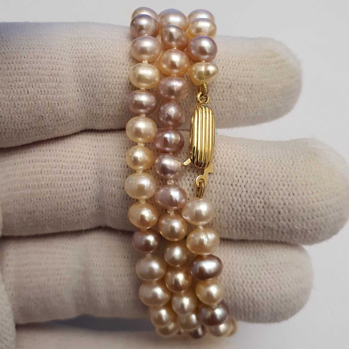 Top Luciu Colier Perle Naturale Si Aur 18K