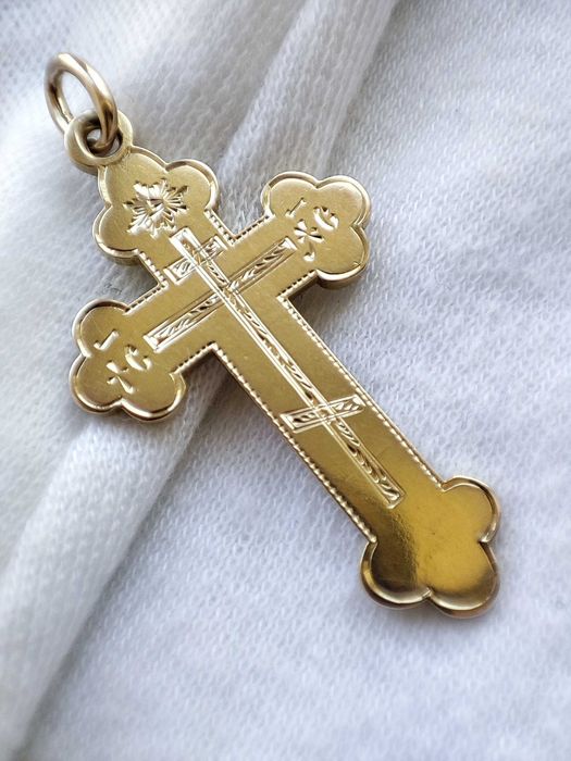 (REZ) Cruciulita aur rusia ruseasca retro 56 zolotnik Ortodoxa Ortodox