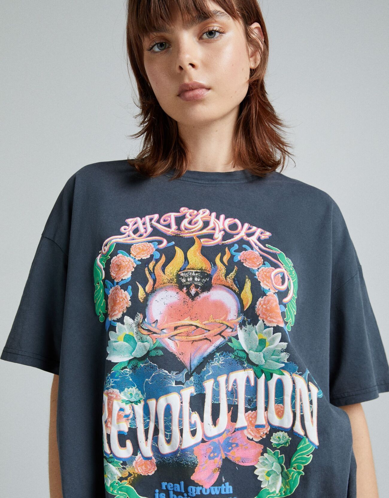 Tricou cu print Bershka