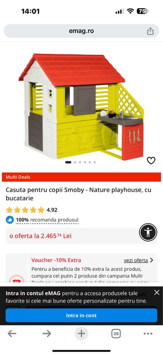 Casuta Smoby Nature Playhouse impecabila a fost montata de cat in casă
