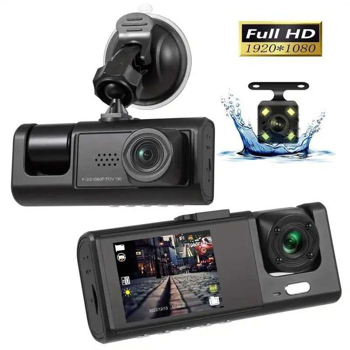 Dash cam camera bord auto 3 lentile,ecran lcd