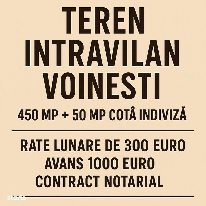 Voinesti-Teren in rate de 300 euro/luna