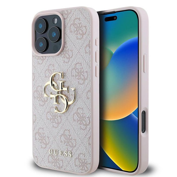 Guess – твърд калъф 4g big logo за iphone 16 pro – розов