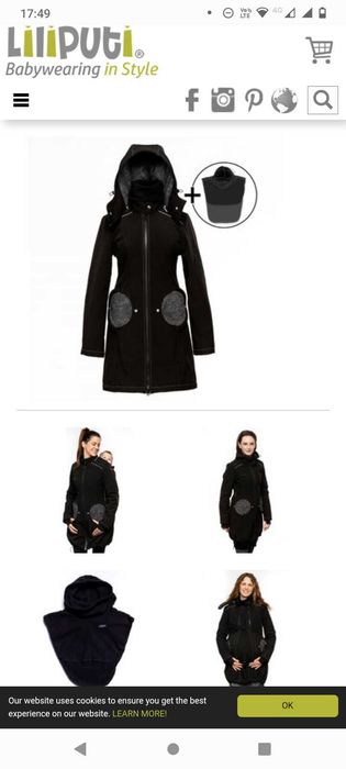 Geaca gravide babywearing Liliputi 4 in 1 marimea M Negru
