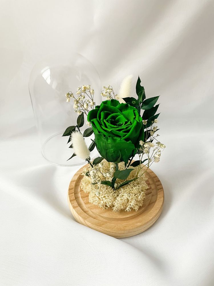 Cupolă cu trandafir criogenat si flori uscate