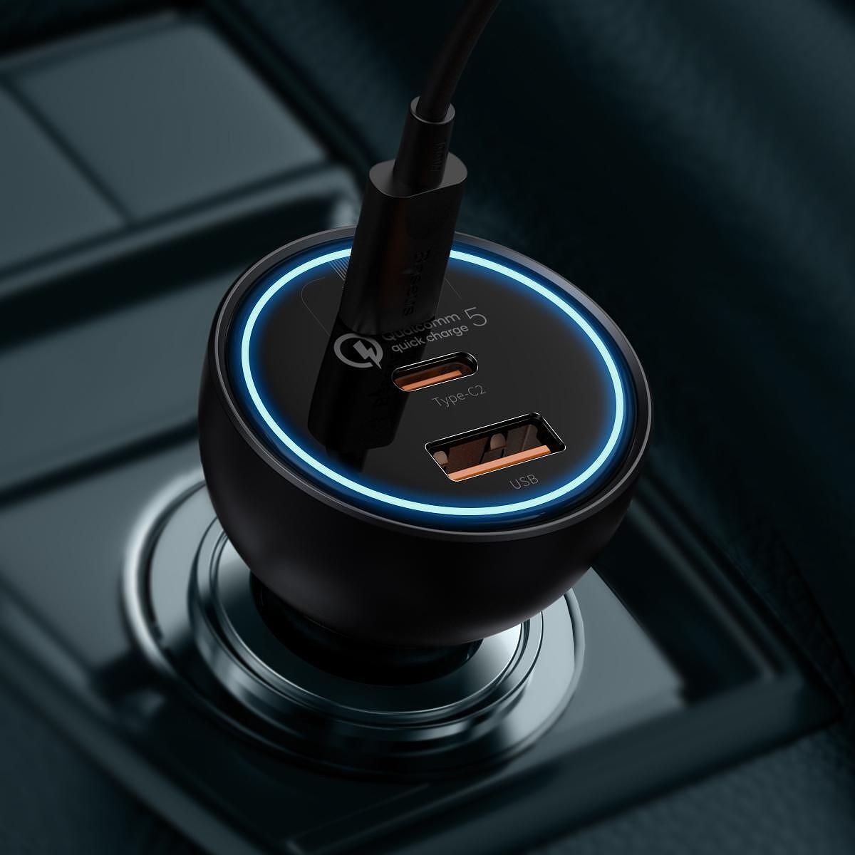 Зарядно за автомобил baseus usb + 2xtype c - qc5 pd 160w