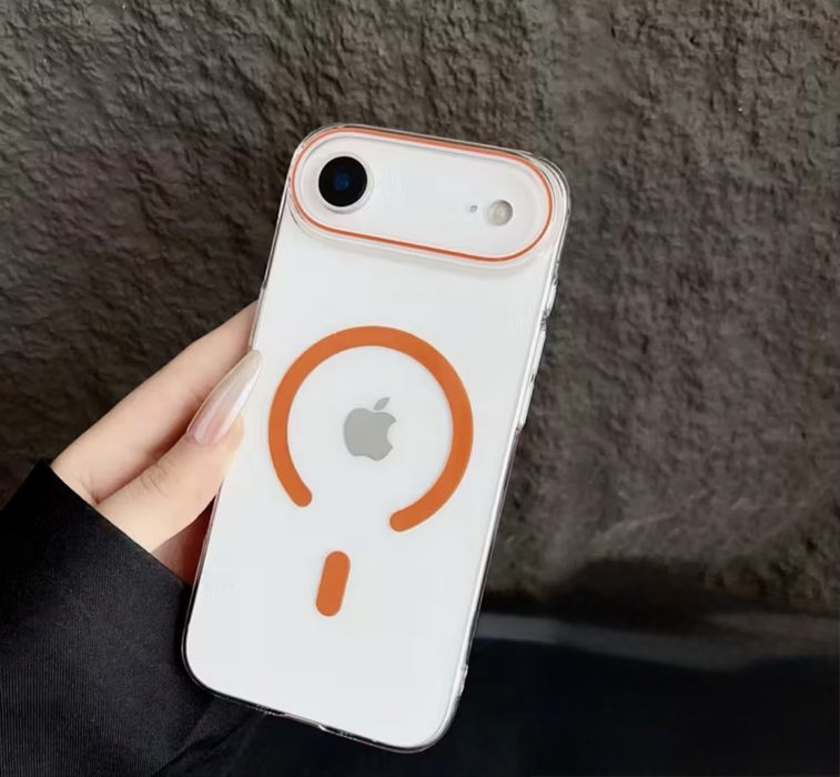 Iphone 17 AIR PRO MAX - Husa Magsafe Transparenta Insertie Orange