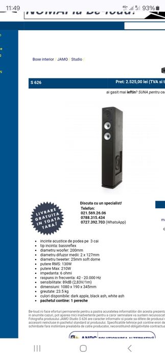 Boxe de podea Jamo S626