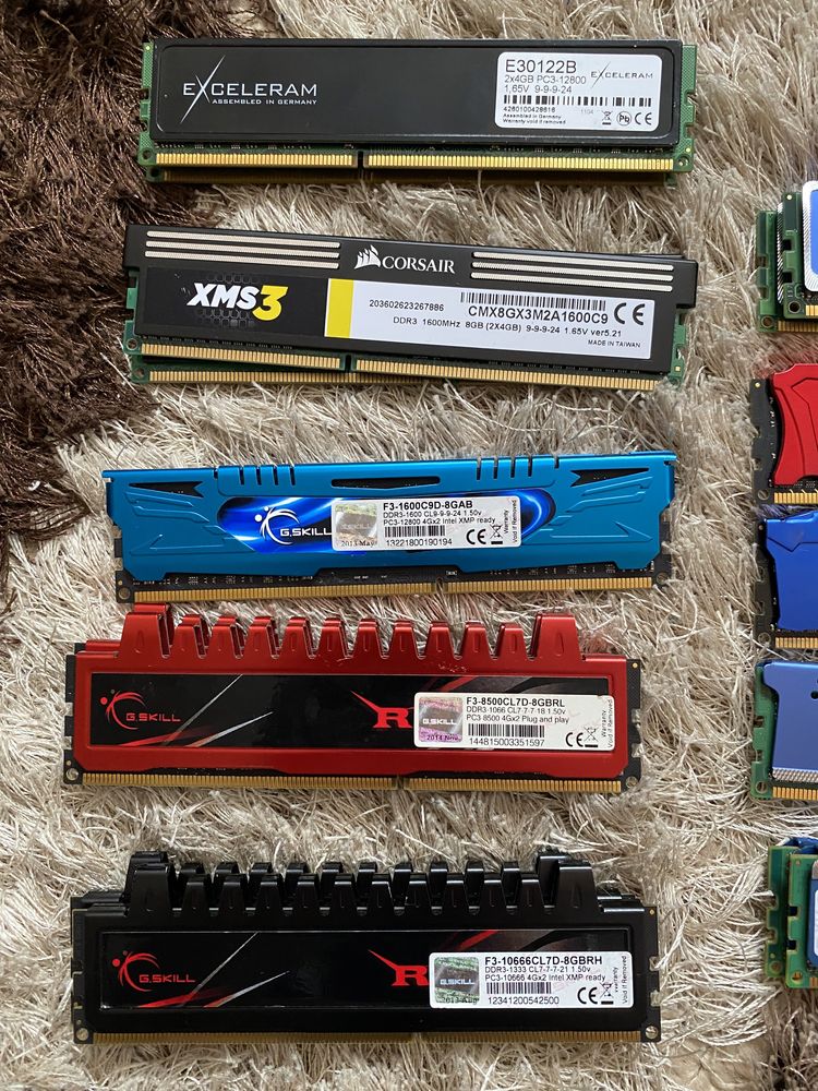 Геймърска RAM DDR3 1066->1600 mhz,G:Skill,HyperX,Corsair