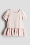 H&M  НОВА рокля с буфан ръкави - цвят светлорозов размер: 80