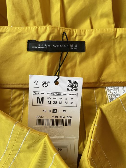 Fustă Zara, 100% bumbac, mărime M, culoare galben - muștar