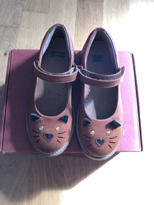 Camper - Balerini pentru fete, Piele naturala, Maro -masura 27