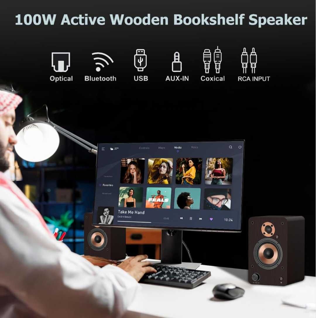 LONPOO LP-42M Bluetooth високоговорители RCA, USB, AUX-IN портове