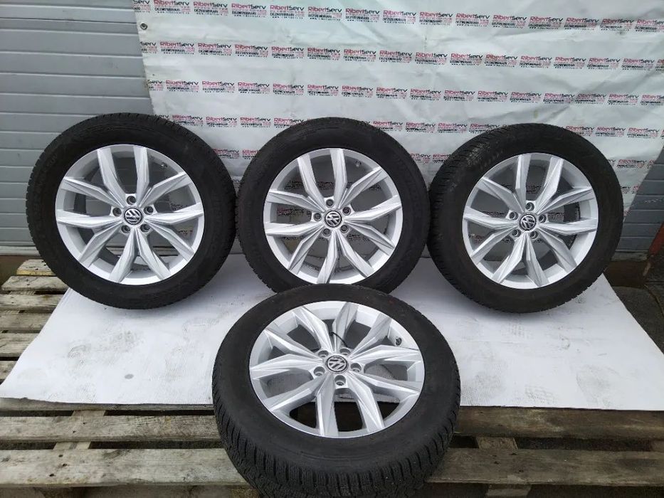 set Roti jante aliaj 5x112 cu anvelope 235/55 r18 pentru VW Tiguan 2 2016-2022