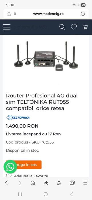 Router Profesional 4G Dual Sim Teltonika RUT955