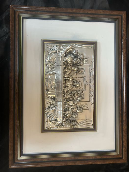 Tablou religios cu foita argint in basorelief