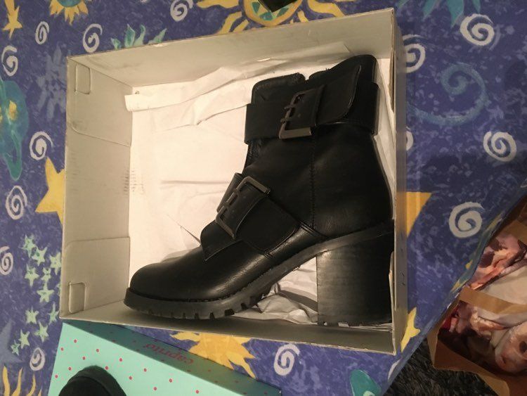 Черни Боти на ток Buffalo, кожа