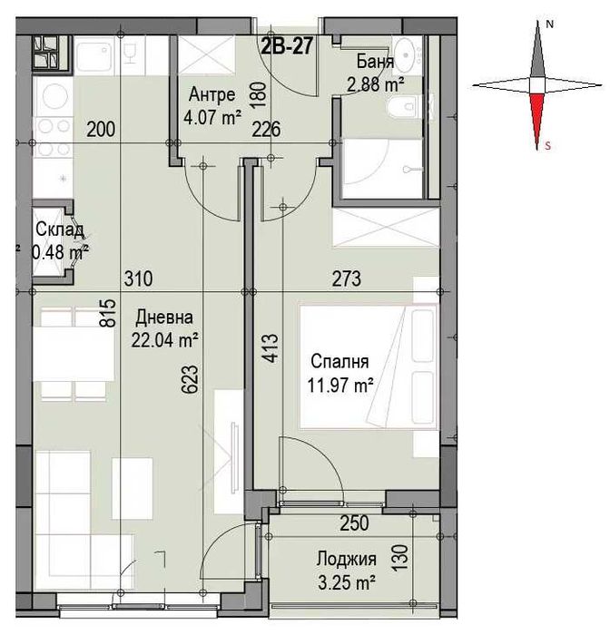 Двустаен апартамент в Сухата река
