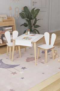 Детска маса с руло за рисуване 30м. с 2 Стола  "KinderTable"-Бял