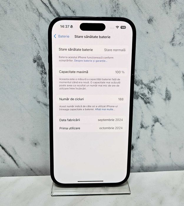 iPhone 16 256GB Black 100% 188 Cicluri Zeus Amanet 66510