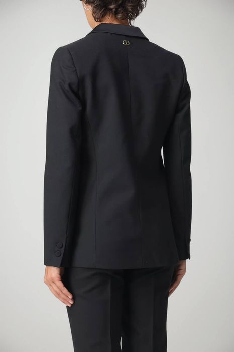 Черен блейзер/сако Twinset, яка сатен, логи, размер L,ново!