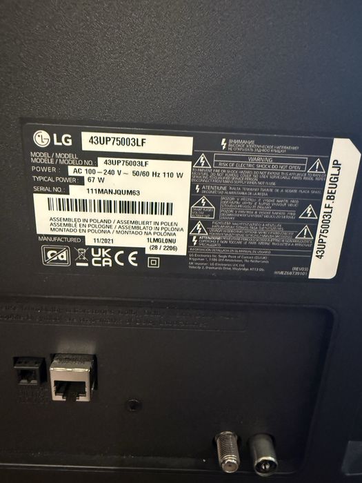 Televizor LG nou, 43UP750003LF, 108 cm