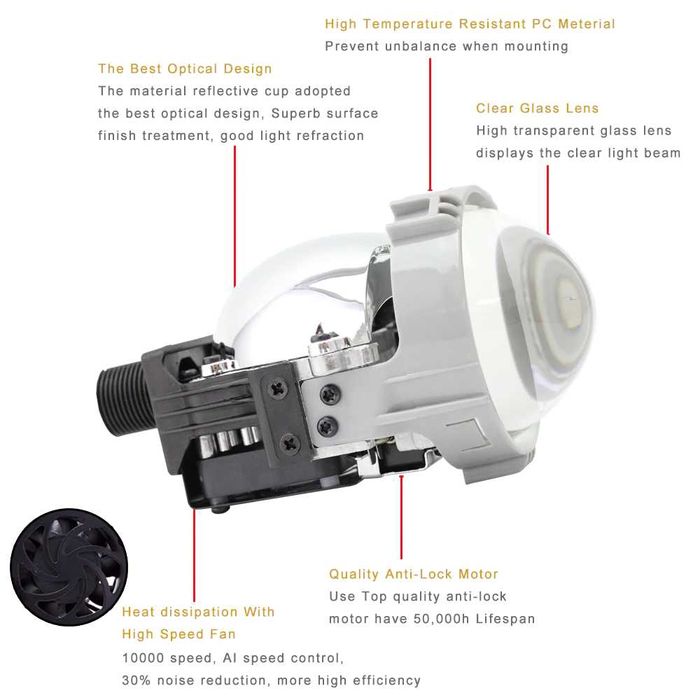 Set de 2 lupe Bi-Led Xentech Light P series 2,5 inchi 35w 5500k 12V