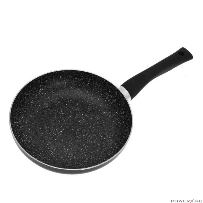 Tigaie din aluminiu cu capac, marmorata, 22 cm, negru, KingHoff