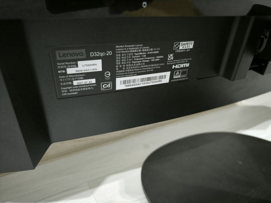 Vând/schimb Monitor Lenovo D32qc-20, 32" 2K QHD, VA, Panel, 75Hz, 4ms