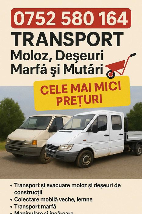 Transport/Debarasari Moloz/Moluz,Marfa, Curatenie santier, Mutari