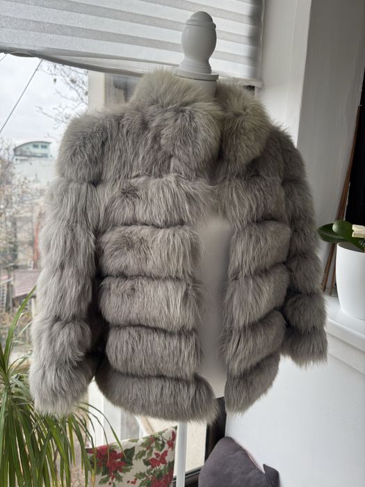 Haina din blana naturala de vulpe argintie marimea 38