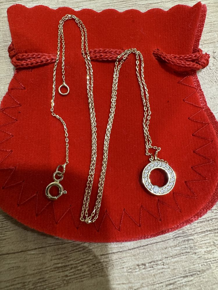 Нежно златно колие с цирконий - 14k