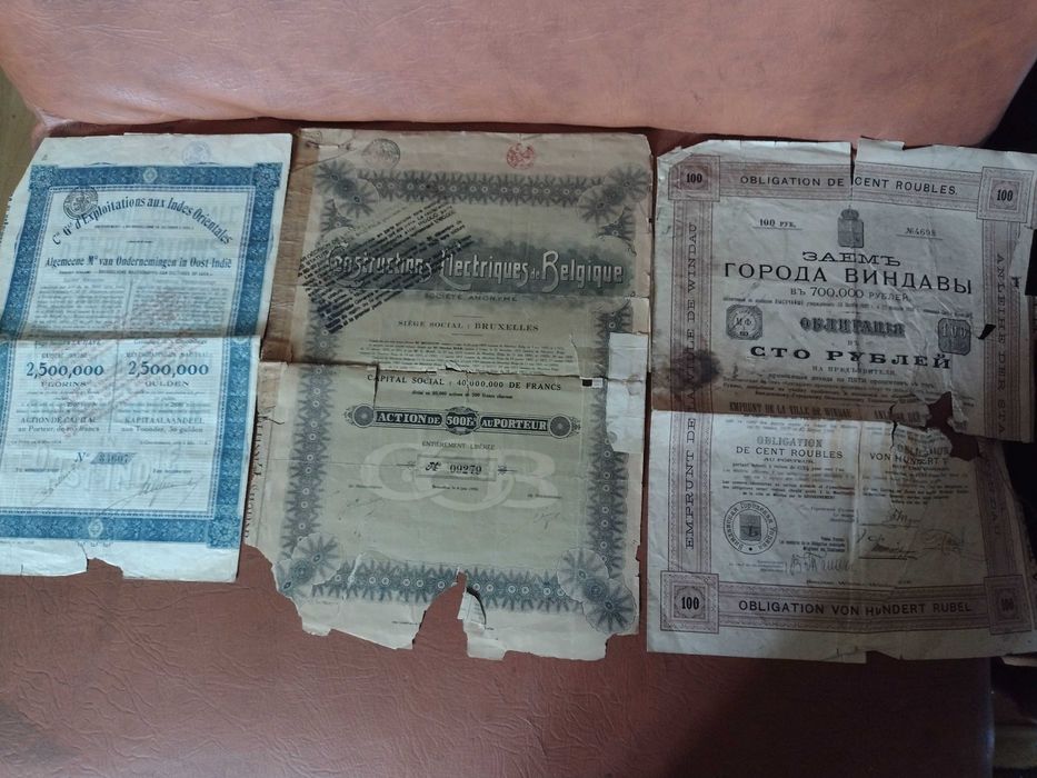 Acțiuni vechi anii 1900