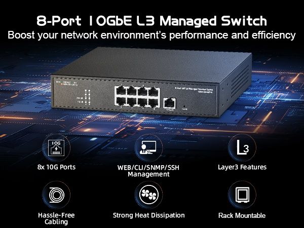 Binardat - управляем суич 8 порта 10G Ethernet RJ45 Layer 3