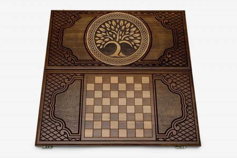 Нарды резные "Дерево Жизни" из массива бука (Армения)