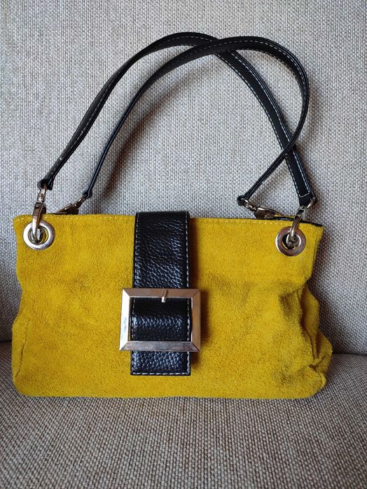 Дамска чанта, естествен велур