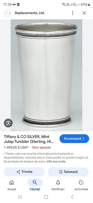 Pahar Tiffany&co original argint 925