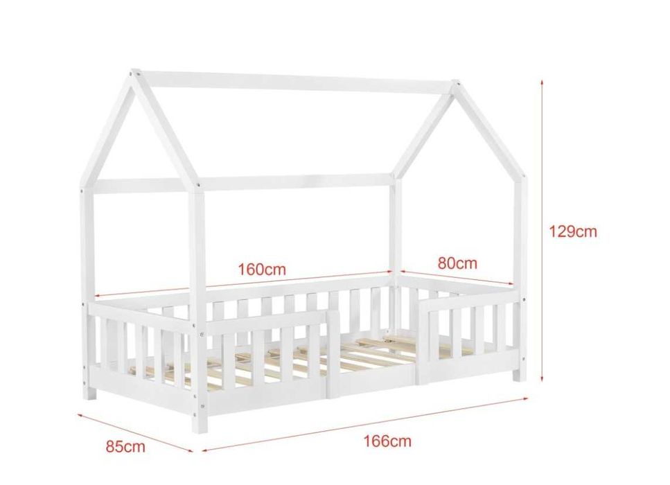 Pat Montessori + saltea 166 x 85 x 129 cm, 70 Kg, lemn de brad