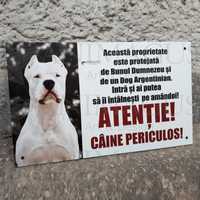 Placa de Avertizare Caine Periculos, Caine Rau - Dog Argentinian