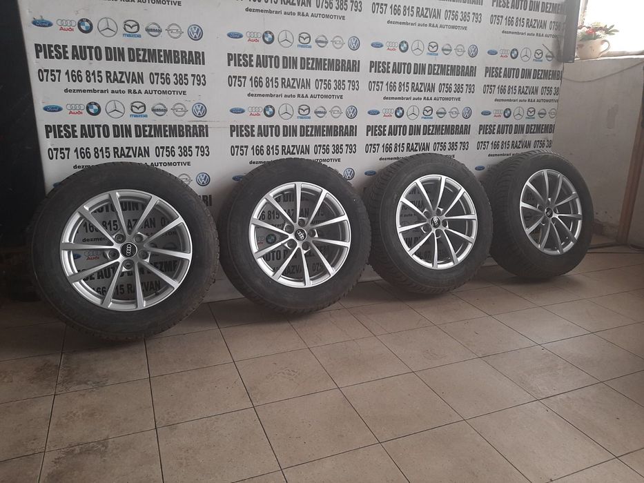 Set Jante Aluminiu R17 Audi A6 4K C8 A7 A5 A4 Q3 Q5 Etc. 5x112 Anvelope Dot 3620 225/60R17 M+S Cu Fulg