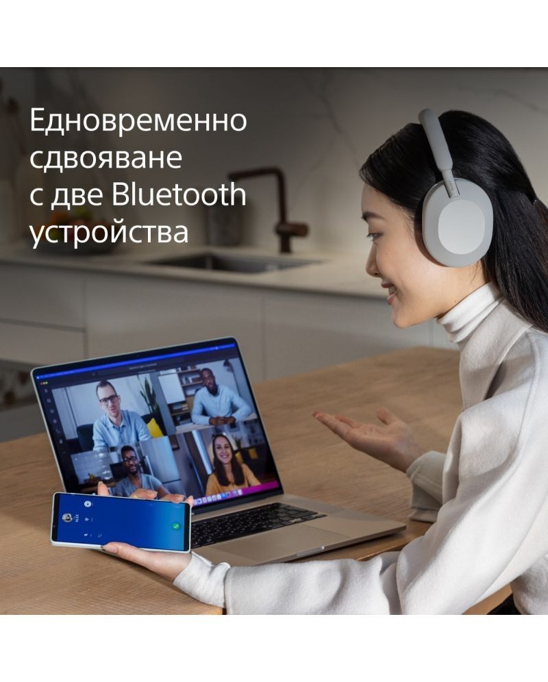 Sony - WH-1000XM5 Безжични слушалки с микрофон, ANC, сребрист цват