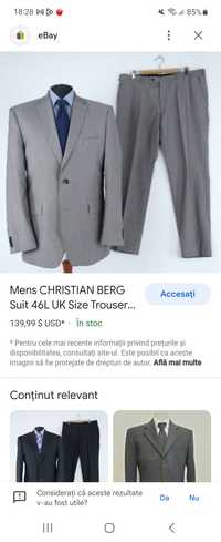 Costum bărbați Christian berg 44 ca nou