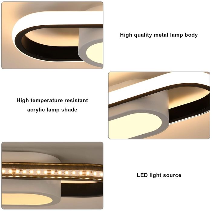 Lustră Tavan dreptunghiulară LED 30W lumină caldă 3000K Diametru 40cm
