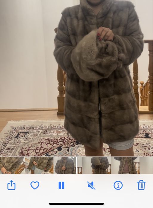 Продам норковую шубу с шапкой, цвет холод и лед, размер 48/50/52,