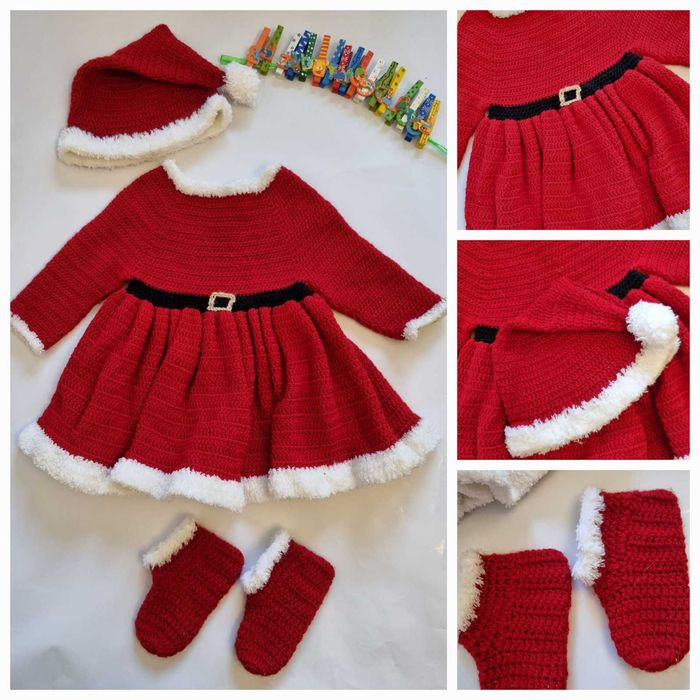 Rochita craciunita, lucrata manual+ fes+ botosei, pt 4- 5 ani, 180 ron